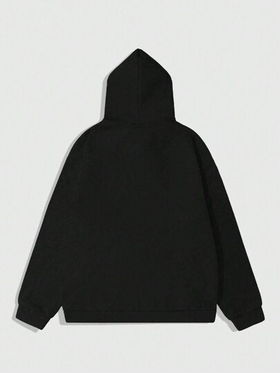 Street Life Sudadera con capucha casual minimalista de manga larga con estampado de graffiti para hombre