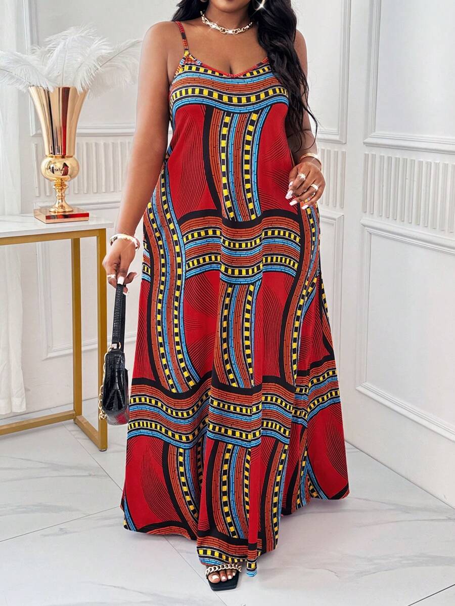 SHEIN Lady Spring And Summer Casual Beach Spaghetti Strap Ball Gown