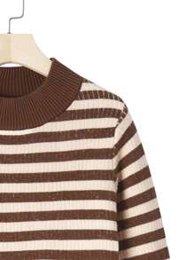 Chiquease Crew Neck Slim Striped Long Sleeve Warm Women Sweater, Knit Pullover Fall Winter - Multicolor - View 6