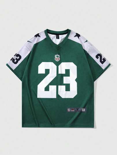 Prep Maglietta da uomo stile maglia da calcio con blocchi di colore sulle maniche corte, adatta per l uso quotidiano in primavera ed estate