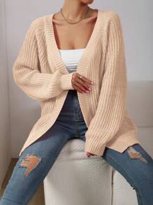 Chiquease Áo khoác cardigan dài tay thời trang rộng rãi thường ngày cho nữ - Màu be - Xem 4