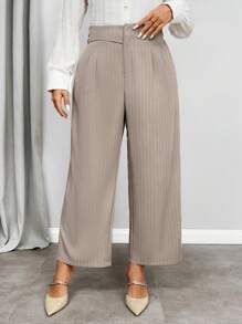 SHEIN Privé Quần ống đứng cạp cao đơn giản thời trang cỡ lớn cho nữ, mùa xuân và mùa thu - Nhiều màu - Xem 5