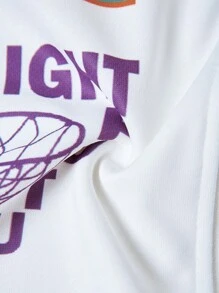 SHEIN 青少年男孩运动图案连帽衫，适合休闲、户外秋季穿着 - 彩色 - 查看 5