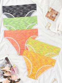 5pcs/Set Women Striped Patchwork Briefs - Multicolor - View 5
