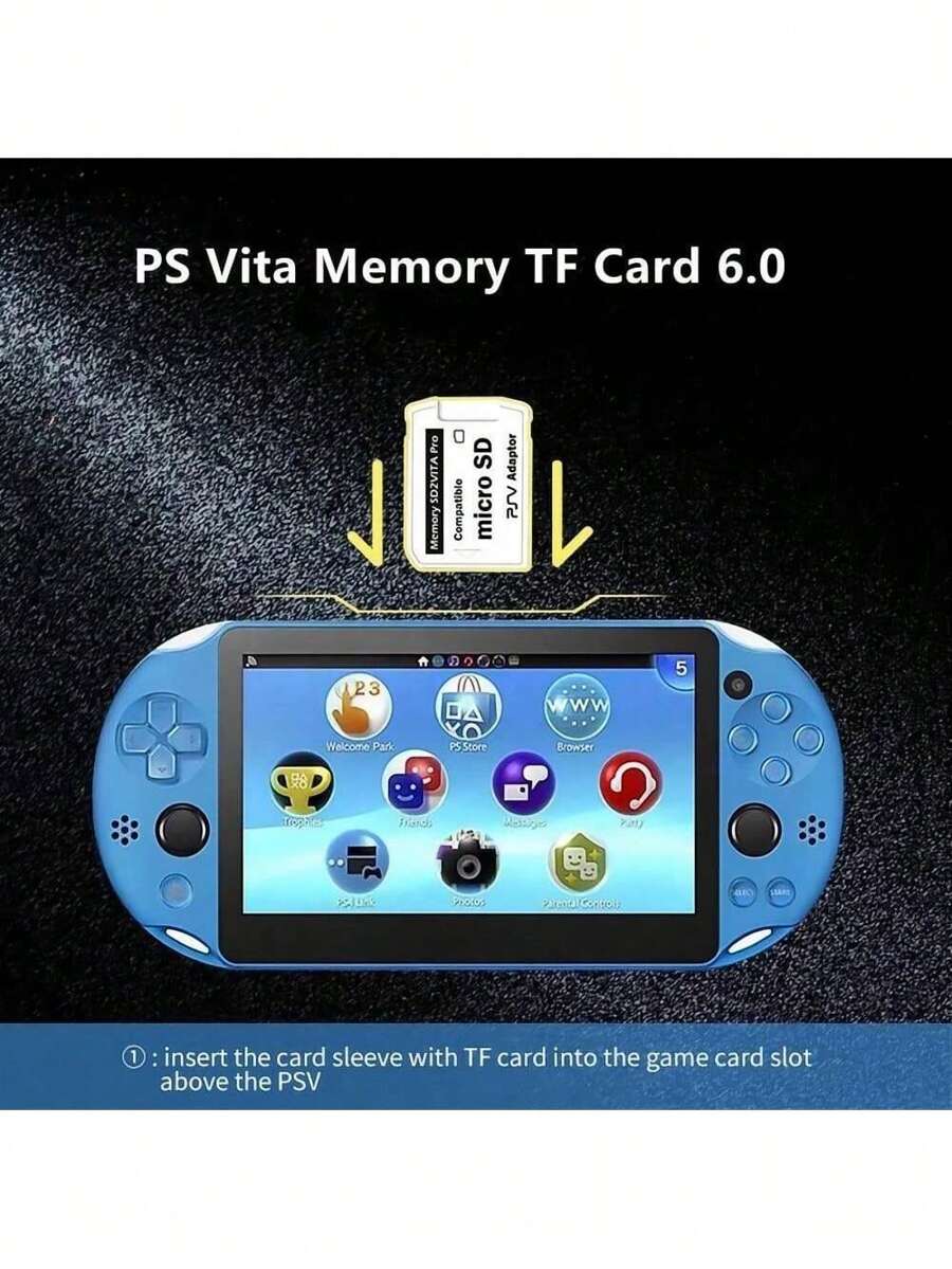AOLION 适用于PS Vita的6.0版本TF卡适配器,SD 2VITA游戏卡槽,适用于PSV 1000/2000,兼容3.65系统,支持Micro SD卡存储 - 白色 - 查看 1