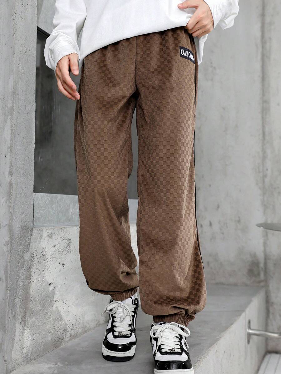 青少年男孩时尚弹力直筒休闲裤，适合日常和户外穿着，春秋季 - 彩色 - 查看 1