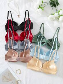 Snug Zone 7 件女士简约休闲舒适钢圈胸罩，纯色性感内衣套装 - 彩色 - 查看 2