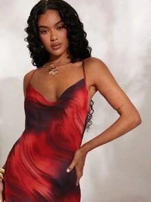 Opulessa Women's Tie-Dye Print V-Neck Backless Dress, Holiday - Multicolor - View 5