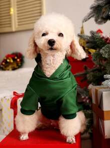 PETSIN 1 件宠物圣诞主题连帽运动衫 - 彩色 - 查看 3