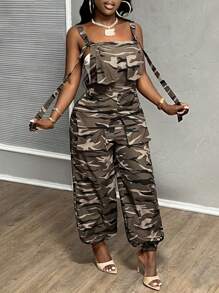 Slaydiva 女士街头迷彩宽松背带裤 - 彩色 - 查看 5