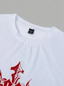 Manfinity Roghcode Men's Simple Printed Round Neck Short Sleeve T-Shirt And Pants Set - Multicolor - View 7