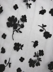 L'Amorae Vestito lungo in velluto e tulle a fiori, corpetto - nero - Visualizzare 7