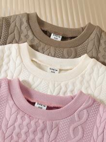 SHEIN 3 peças de Blusas de Moletom Entrançadas para Meninas Bebê, Adequadas para Uso Casual Interno e Externo, Outono/Inverno