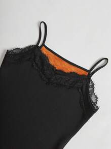 Chiquease Dames herfst/winter kanten versierde zijden gevoerde thermische basis camisole