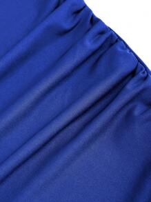 SHEIN Unity Plain Square Neck Fishtail Hem Sleeveless Dress Maxi Women Outfit - Royal Blue - View 5