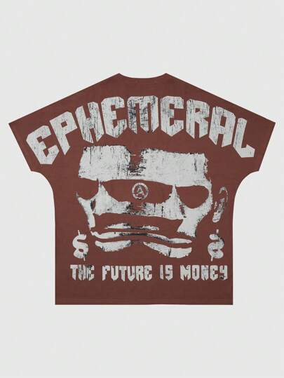 Street Life Men's Vintage Distressed Portrait Print Short Sleeve T-Shirt, Summer