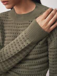 BizChic 女士优雅办公室修身长袖针织连衣裙秋季服装优雅连衣裙秋季连衣裙 - 橄欖綠 - 查看 3