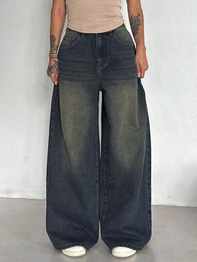 DAZY Loose Fit Straight Leg Women Jeans,Baggy Jeans