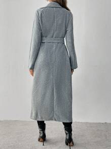 SHEIN Clasi Abrigo gris largo y sencillo para mujer