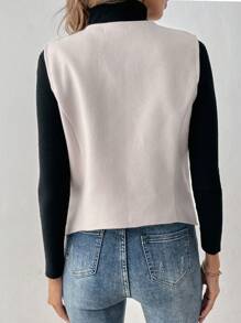 SHEIN Clasi Women's Drawstring Front Button Sleeveless Casual Tank Top - Apricot - View 2