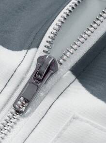 Manfinity EMRG Oversized Shirts,Men's Color-Block Simple Printed Short Sleeve Vintage Shirts - Dark Grey - View 6