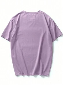 Manfinity Homme Men's Solid Color Crew Neck Short Sleeve T-Shirt - Purple - View 2