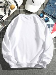 Manfinity LEGND Men's Spider Print Crew Neck Long Sleeve Pullover Sweatshirt - White - View 6