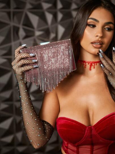 SHEIN SXY Ladies,Women Evening Bags, Clutchs, Crossbody Bags,Fashionable, Luxury, Elegance, Tassel, Diamond , For Cocktail Party,Party,Prom,Club,Date,Birthday,Evening,Date Night,Halloween