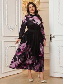 Modelyn Bộ 2 chiếc áo cánh cổ bẻ in hoa cỡ lớn và chân váy nhún - Nhiều màu - Xem 6