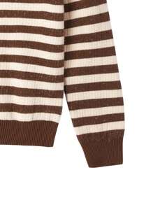 Chiquease Crew Neck Slim Striped Long Sleeve Warm Women Sweater, Knit Pullover Fall Winter - Multicolor - View 5