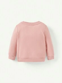 Cozy Pixies 2pcs Baby Girl Knit Soft Casual Solid Color Pullover Hoodie And Pants Fall Clothes Set - Pink - View 4