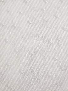 L'Amorae Elegant Solid Color Sequin & Pearl Decor Fitted Mini Camisole Dress - White - View 6