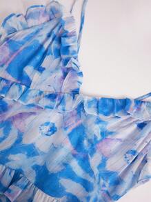 L'Amorae Printed Sleeveless Ruffle Dress - Multicolor - View 5