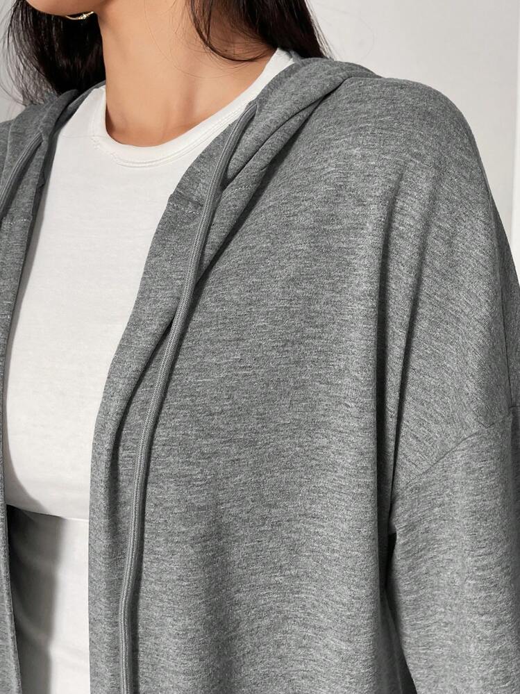 Al Najma Vrouwen Casual Effen Kleur Trekkoord Capuchon Lange Bescheiden Lange Mouw Arabische Abaya Gewaad, Lente & Herfst, Casual Arabische Kleding Lange Abaya's, Voor Casual Dagelijks/Terug naar School/Reizen - Grijs - Bekijken 8