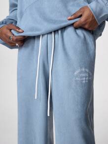 Manfinity VCAY Men's Embroidered Loose Knitted Sweatshirt Set - Baby Blue - View 5