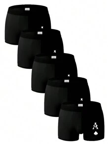 5 piezas/paquete Boxers respirables para hombre, surtido de tallas y estilos - Negro - Ver 4