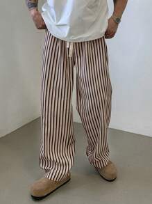 DAZY Pantalones a rayas con cordón casual para hombres, para todo el año
