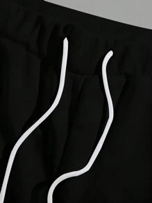 Claim Dot 2pcs Men's Simple Print Crew Neck Short Sleeve Top & Shorts Set, Cozy Outfits - Multicolor - View 4