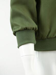 SHEIN Tween 男童纯色简约休闲长袖夹克、儿童飞行员夹克 - 軍綠色 - 查看 4