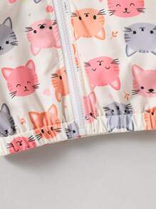 Baby Girls' Cute Cat Graffiti Print Thermal Lined Jacket, Warm For Fall/Winter - Multicolor - View 6