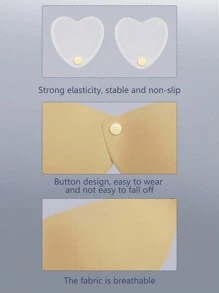 1pc Plus Size Underwire Silicone Front-Closure Invisible Bra,Breathable Push-Up Adhesive Bra Stickers For Wedding Guest,Dress,Bikini&Swimwear - Apricot - View 4