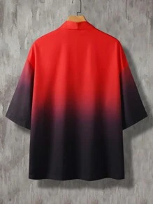 Manfinity Homme Men Japanese Printed Gradient Color Open Collar Casual Shirt For Summer - Multicolor - View 2