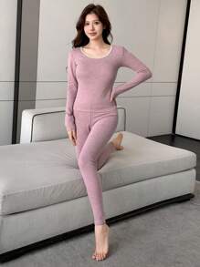 DAZY 女士蕾丝图案刺绣修身睡衣套装