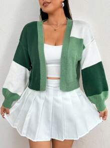 Flirla Plus Size Women's Loose Fit Drop Shoulder Long Sleeve Casual Cardigan, Autumn/Winter Fall Cloth For Women - Multicolor - View 1