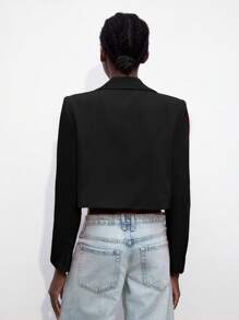 Maija Blazer de mujer de manga larga de estilo urbano simple y delgado, con hombreras anchas, de corte casual y sin abrochar, de estilo romántico urbano de moda, versátil, cómodo, elegante, de uso diario, de unicolor, para ocio y vacaciones, adecuado para salidas elegantes, negocios casuales, graduación, uso diario, estilo de Estocolmo para otoño e invierno, apto para maestras en otoño/invierno - Negro - Ver 8