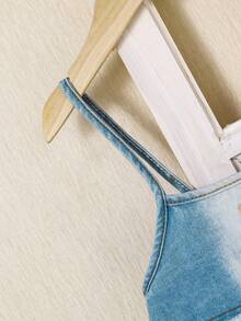 SHEIN 2pcs Summer Casual Slogan Printed Dress With Mesh Inset Slip Dress Set For Young Girls - Pink - View 8