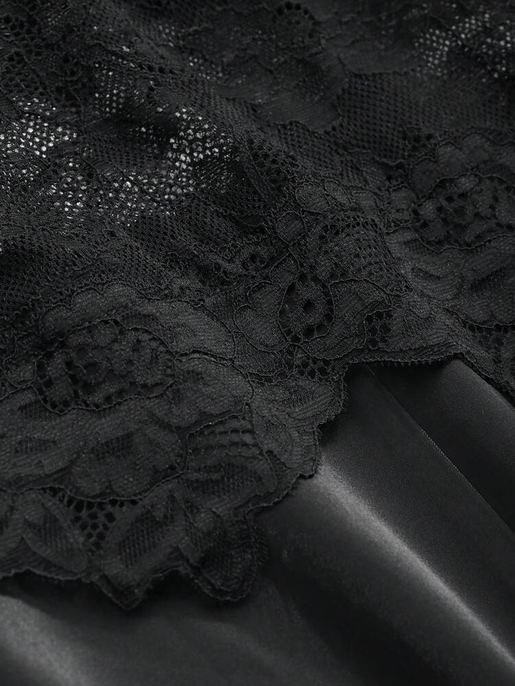 Sheer Lace Satin Bodycon Fishtail Sexy Nightdress Lingerie For Women