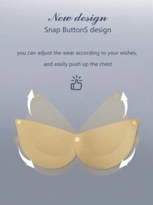 1pc Plus Size Underwire Silicone Front-Closure Invisible Bra,Breathable Push-Up Adhesive Bra Stickers For Wedding Guest,Dress,Bikini&Swimwear - Apricot - View 3