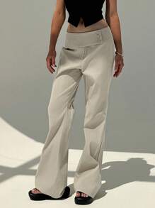 Aloruh Spring Summer Flare Pants, Low-Waisted Stylish And Slimming Casual Pants For Going Out, Dates, Vacation