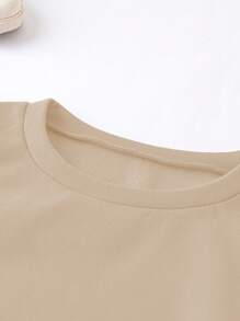 SHEIN LUNE 女士休闲南瓜与字母印花宽松圆领长袖运动衫，秋冬 - 杏色 - 查看 5